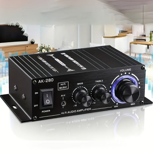 600W Mini HiFi Stereo Amplifier, 2-Channel Class AB, RCA and AUX Inputs