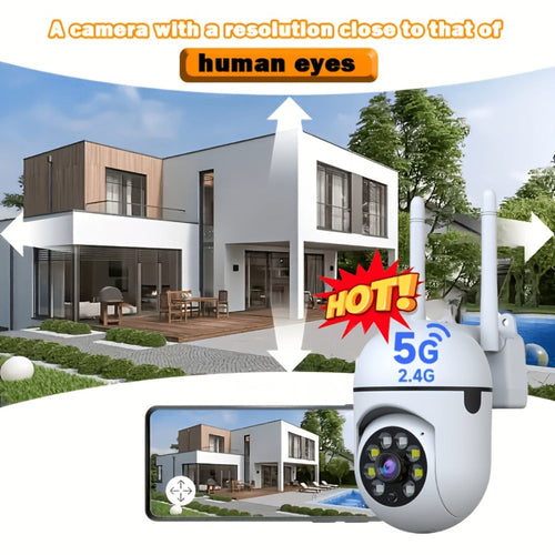Indoor Security Camera 2-Pack, 355° Pan-Tilt, Dual-Band WiFi, Color Night Vision