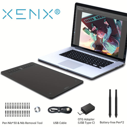 Graphics Drawing Tablet 10 x 6.22 in, 8192 Pressure Levels, Battery-Free Stylus