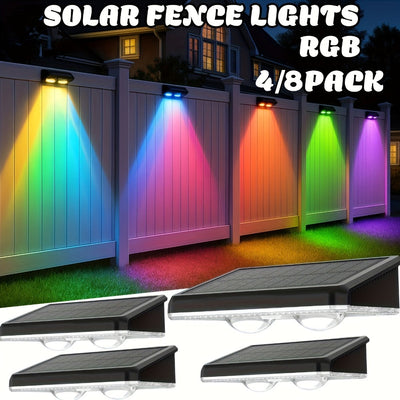 Solar Fence and Wall Lights, 9 Modes, Dusk Sensor, 4 or 8-Pack