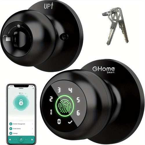 Serrure intelligente à bouton rond, empreinte et appli, rechargeable USB-C, 3 ou 4 en 1