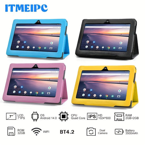 7 in Android 14 Tablet with 4GB RAM, 32GB Storage and Built-In Protective Case