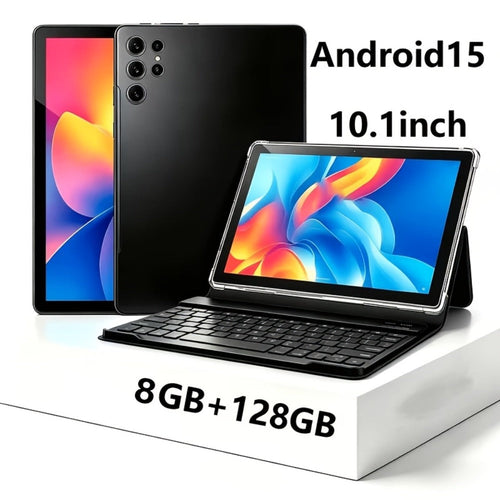 Tablette 2 en 1 Android 15 de 10,1 po, 8 Go/128 Go, étui-clavier et stylet, 8000 mAh