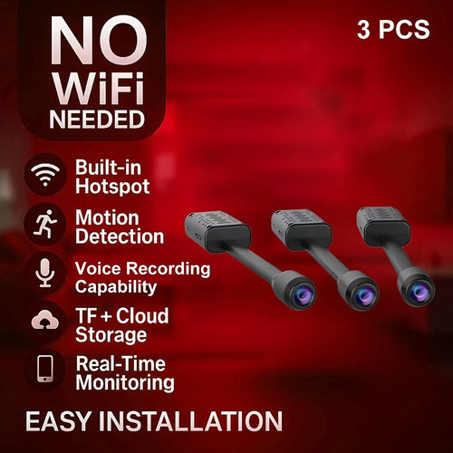 Caméras de sécurité sans Wi-Fi (3), point d'accès intégré, 1080P, détection de mouvement