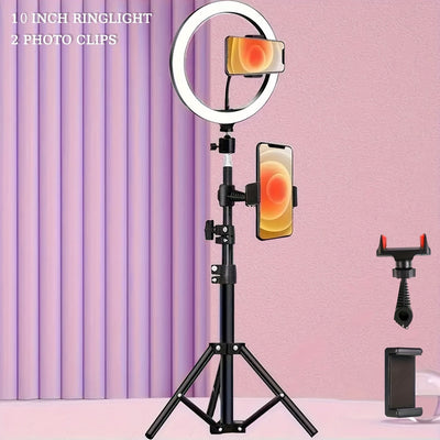 Anneau lumineux USB 12 po, trépied rétractable et 2 pinces de téléphone, 3 couleurs ou RGB