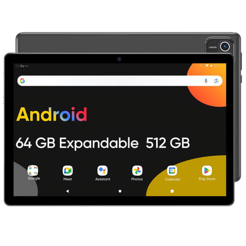 Tablette 10,1 po Android 14, 6 Go de mémoire, 64 Go, batterie 6000 mAh et étui
