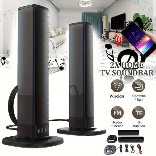 Detachable 19.3-Inch TV Soundbar with Four Speakers, TF, AUX, FM, RCA and TWS
