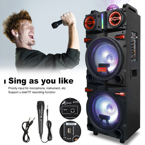 Haut-parleur de fête Bluetooth karaoké, lumières réactives au son, caisson DJ 1000 W crête