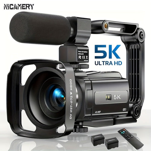5K 30FPS 48MP Wi-Fi Vlog Camera with 16x Digital Zoom and IR Night Vision