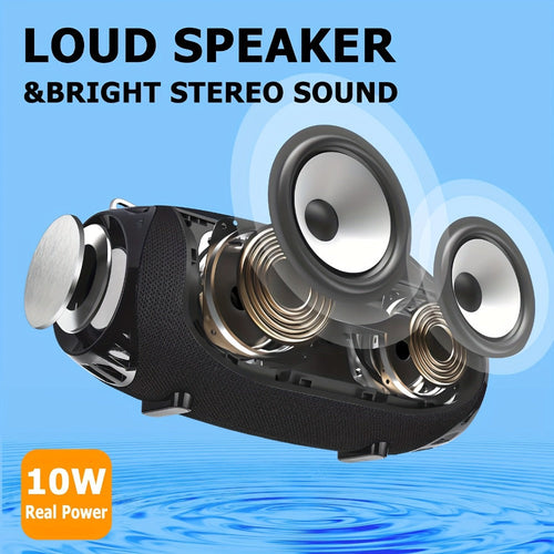 Haut-parleur Bluetooth 5.3 portatif 10 W, jumelage TWS, bandoulière amovible