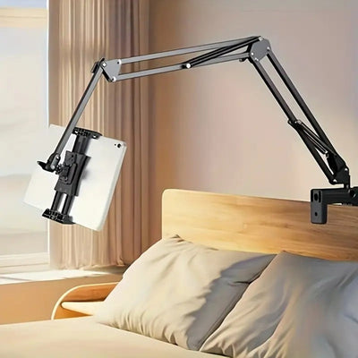 Long-Arm Tablet Stand with Desk Clamp and Rotating Holder for 4-13 Inch Devices
