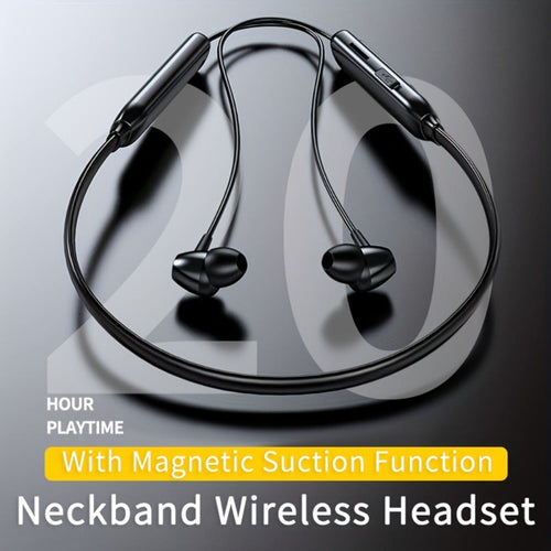 Magnetic Neckband Wireless Earbuds, 20H Playtime, Noise Cancelling, Sport