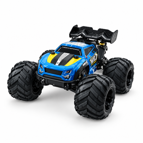 Monster truck amphibie 4x4 télécommandé — look course avec aileron
