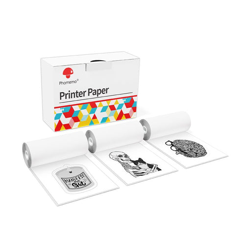Phomemo 53 mm White Thermal Sticker Paper — 3 Rolls (M02 / M02S / M02 Pro)