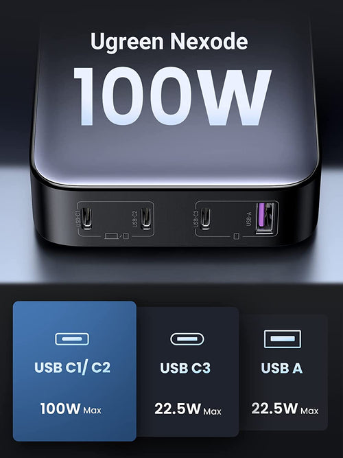 UGREEN Nexode 100 W — chargeur de bureau GaN 4 ports